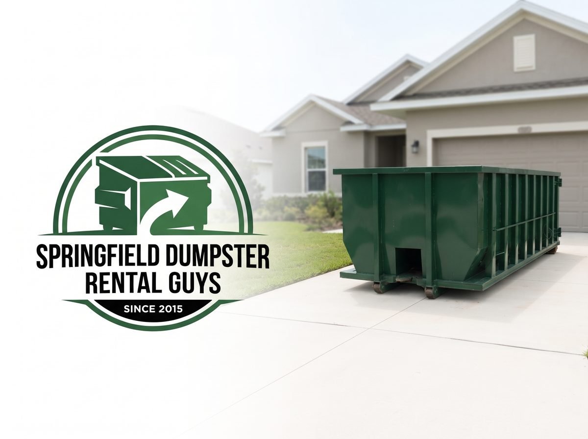 20 yard roll-off dumpster delivered on a driveway in Springfield, MO