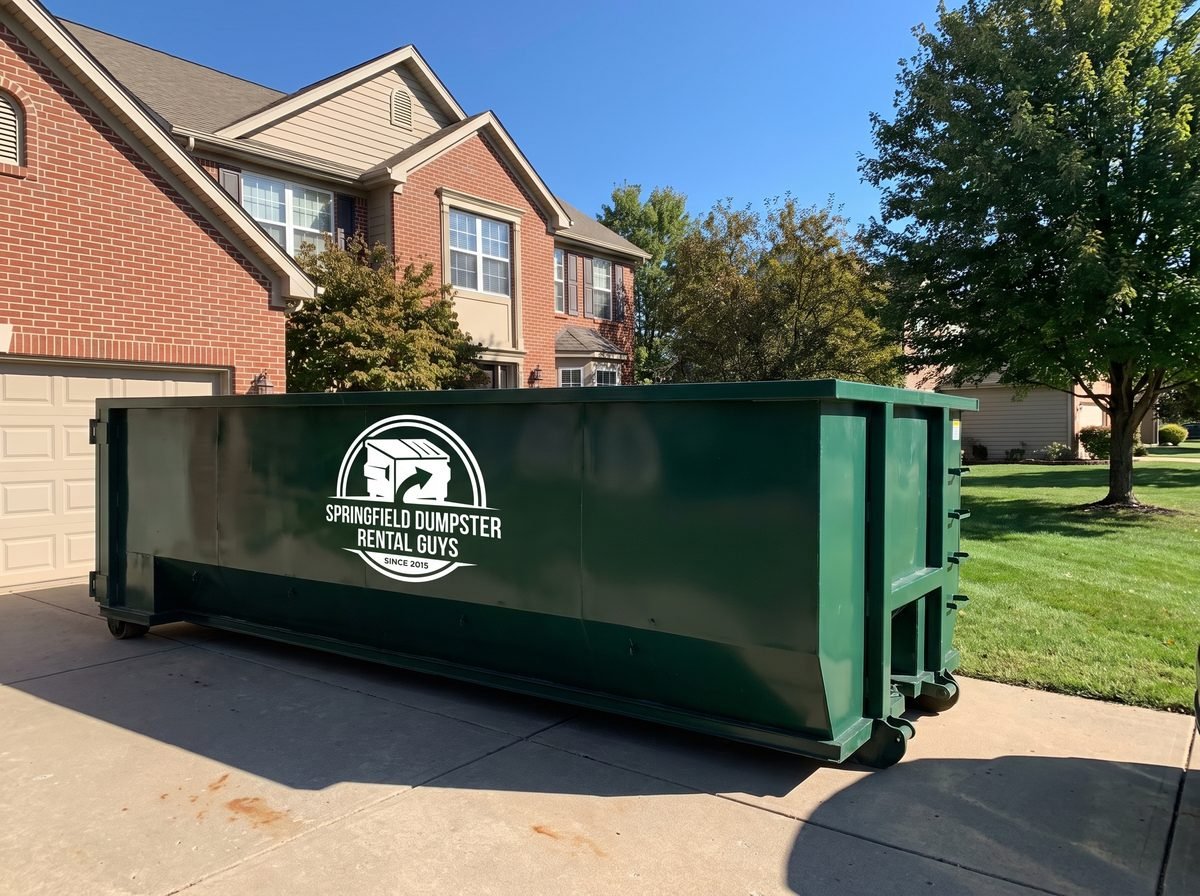40 yard roll-off dumpster delivered on a driveway in Springfield, MO